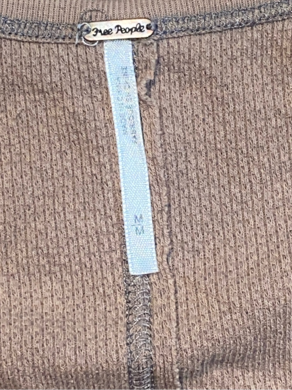 Free People Dusty Rose Henley with Patterned Cream Cuffs - Picture 2 of 2